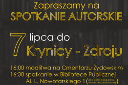 Krynica-Zdrój Wydarzenie Literatura Spotkanie autorskie  - Twarze krynickich Żydów